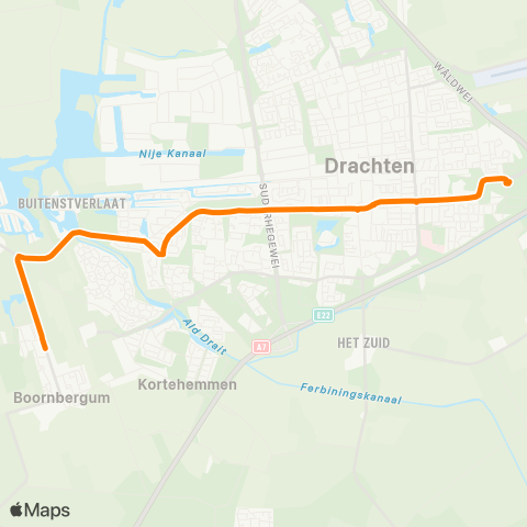 Qbuzz Boorngergum - Drachten Transferium Oost map