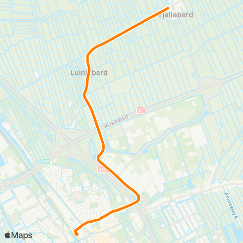 Qbuzz Tjalleberd - Heerenveen Busstation map