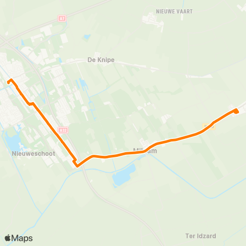 Qbuzz Nieuwehorne - Heerenveen Busstation map