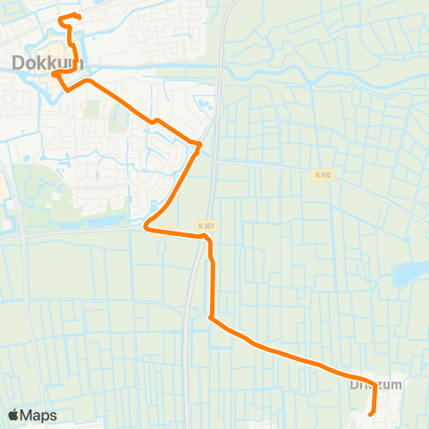 Qbuzz Driezum - Dokkum Busstation map