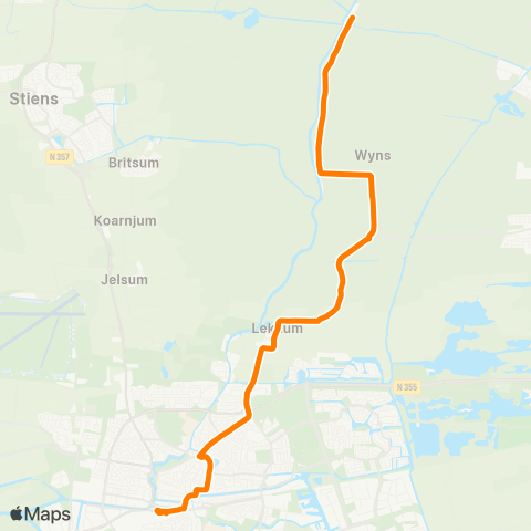 Qbuzz Bartlehiem - Leeuwarden Busstation map