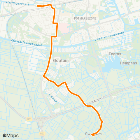 Qbuzz Swichum - Leeuwarden Busstation map