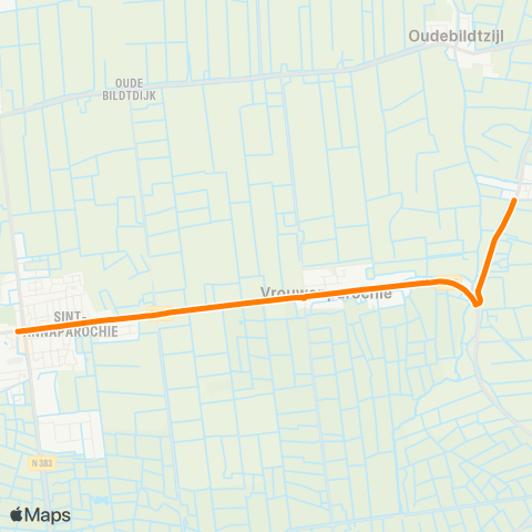 Qbuzz Alde Leie - Sint-Annaparochie Van Harenstraat map