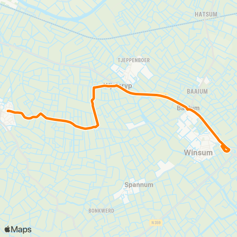 Qbuzz Tzum - Winsum Busstation map