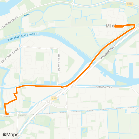 Qbuzz Midlum - Harlingen Station map