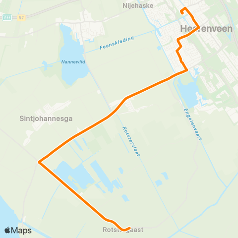 Qbuzz Rotstergaast - Heerenveen Busstation map