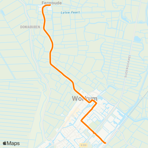 Qbuzz Ferwoude - Workum Station map