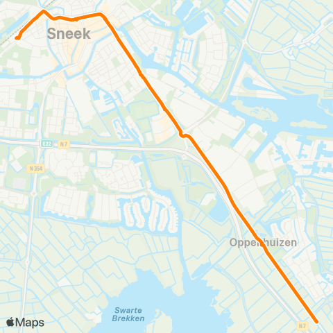 Qbuzz Uitwellingerga - Oppenhuizen - Sneek Busstation map