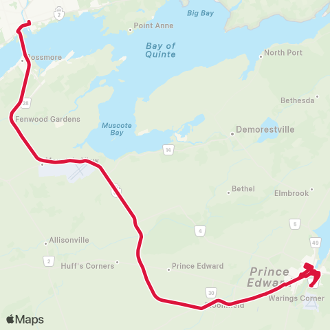 County Transit Belleville-Picton map