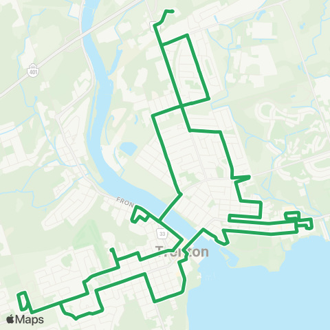 Quinte Transit Route B Loop map