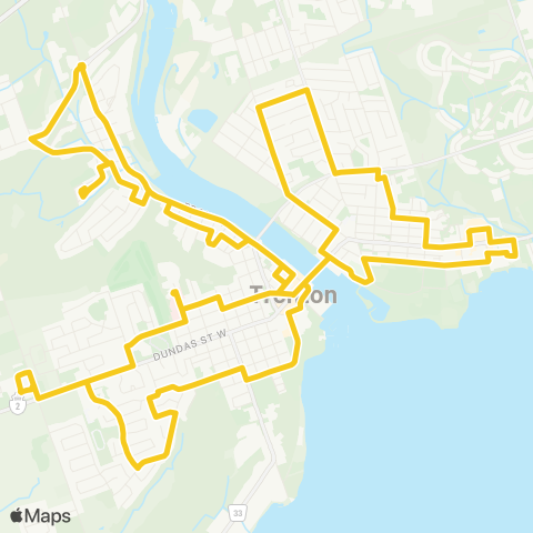 Quinte Transit Route A Loop map