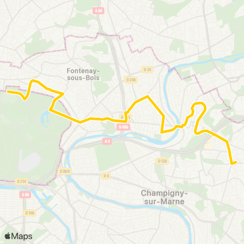 RATP Château de Vincennes - Bry-sur-Marne RER map