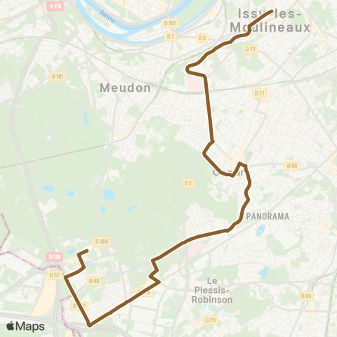 RATP Mairie d'Issy - Petit Clamart - RD 906 map