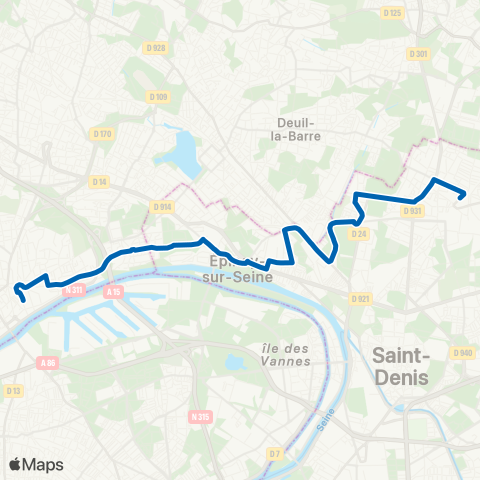 RATP Gare de Pierrefitte - Stains RER - Gare d'Argenteuil map