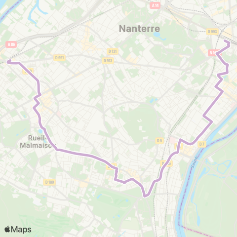 RATP La Défense-Metro-RER-Tramway - Rueil-Malmaison RER map