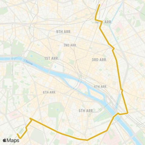 RATP Gare du Nord ↔ Montparnasse 2 - Gare TGV map