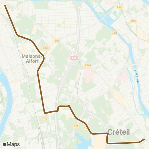 RATP École Veterinaire-Metro - Creteil-Gaite RN 19 map