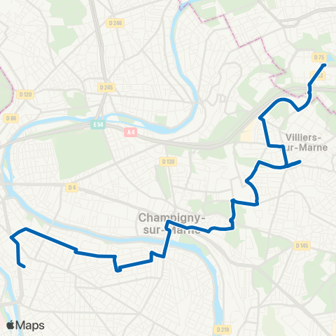 RATP St Maur-Creteil-RER - Noisy le Grand-Mont d'E.-RER map