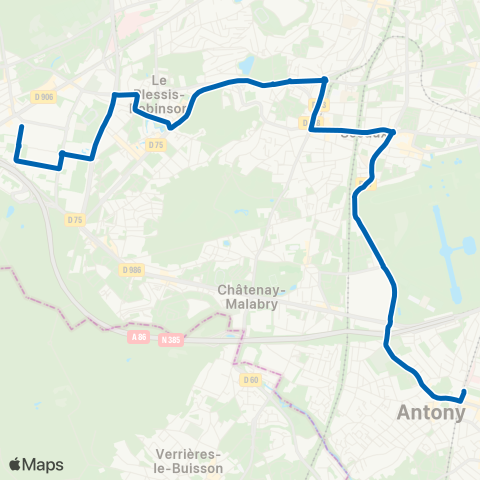 RATP Pave Blanc-Clamart - Antony RER map