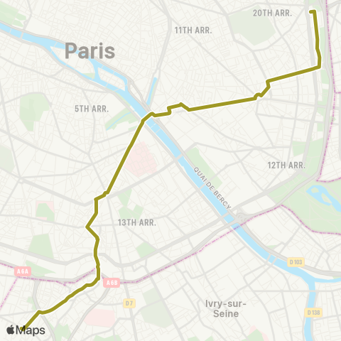 RATP Pte de Bagnolet - Louis Ganne - Laplace RER map