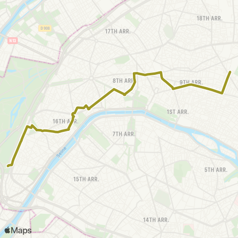 RATP Gare de l'Est - Porte d'Auteuil map