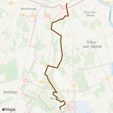 RATP Pte d'Italie-Metro - Rungis - la Fraternelle RER map