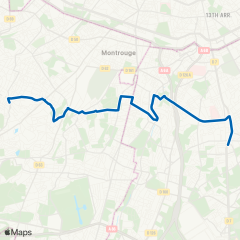 RATP Villejuif - Louis Aragon - Meudon-Val Fleury RER map