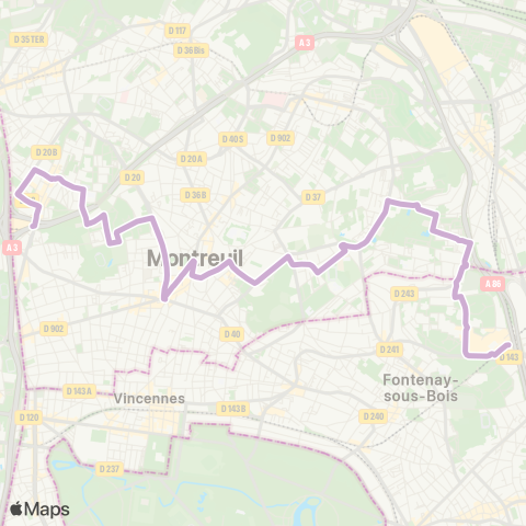 RATP Gallieni-Metro - Val-de-Fontenay RER map