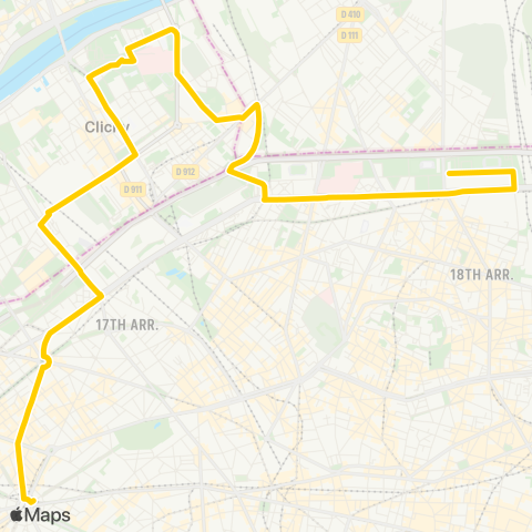 RATP Porte de Clignancourt - CDG - Etoile map