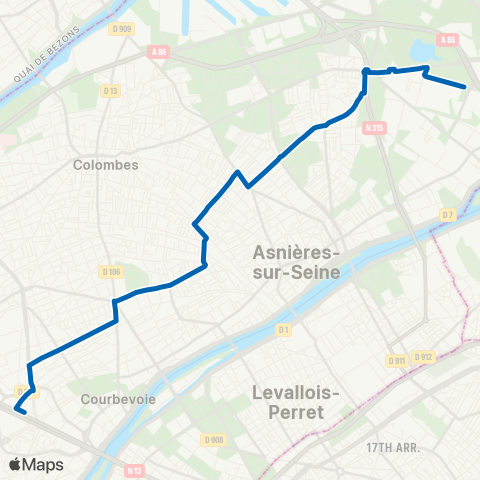 RATP La Défense-Metro-RER-Tramway - Vieux Chemin de St Denis - C Com map