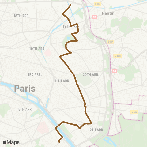 RATP Pte de la Villette - Bibl. François Mitterrand map