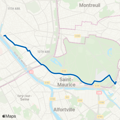 RATP Gare de Lyon - Joinville-le-Pont RER map