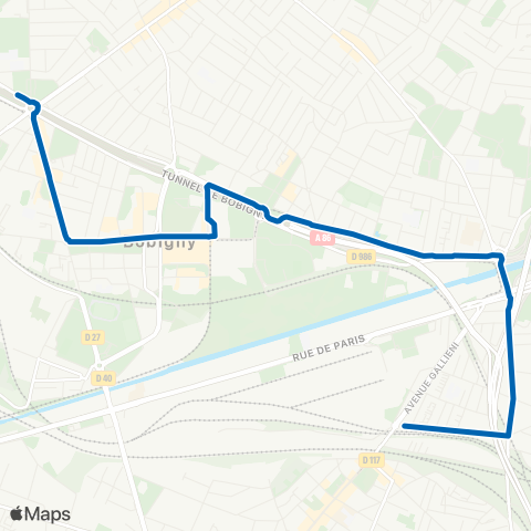 Substitution Tramway RATP T1b map