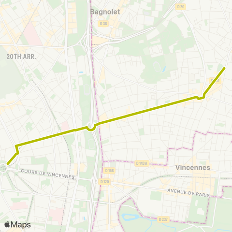 Substitution Métro RATP Bus de Substitution du Métro 9 map