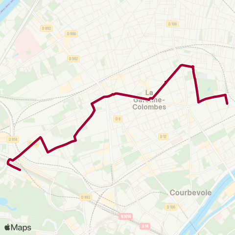 RATP Nanterre - Préfecture RER ↔ Les Bruyères map