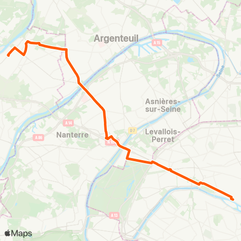 RATP Châtelet ↔ Gare de Sartrouville - RER map