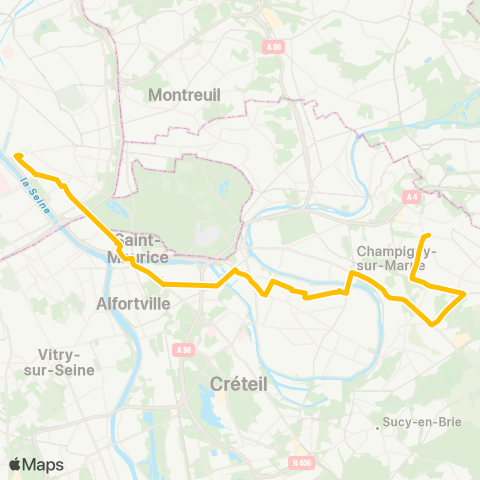 RATP Gare de Lyon - Diderot ↔ Villiers-s/-Marne - le Plessis-Trévise RER map