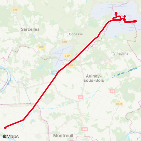 RATP Opera - Aéroport CDG (T3-Roissypole) map