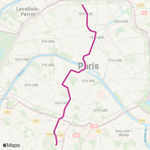 RATP Porte de Clignancourt - Mairie de Montrouge map