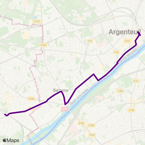 Argenteuil - Boucles de Seine Gare de Houilles / Carrières-s/-Seine↔︎Gare d'Argenteuil map