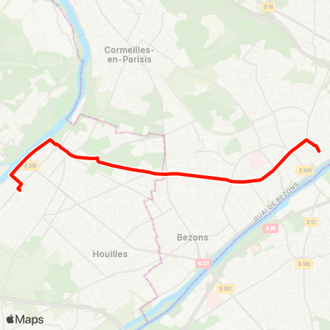 Argenteuil - Boucles de Seine Gare d'Argenteuil↔︎Gare de Sartrouville map