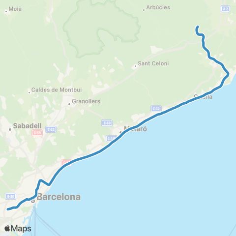 Rodalies Molins de Rei - Maçanet-Massanes map