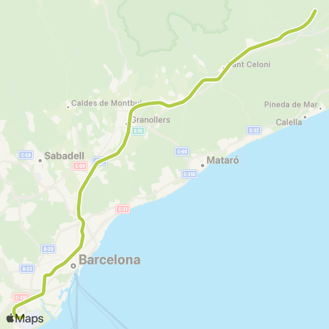 Rodalies Aeroport - Maçanet-Massanes map