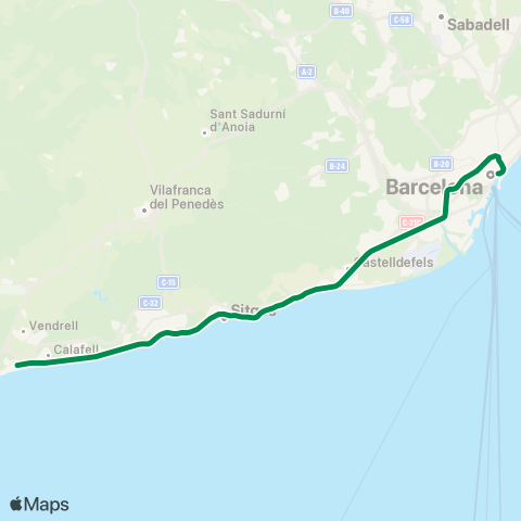 Rodalies Sant Vicenc de Calders - Barcelona map