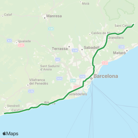 Rodalies Sant Vicenc de Calders - Maçanet-Massanes map