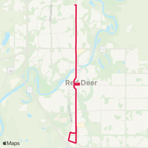 RDT Gaetz Avenue Rapid Bus map