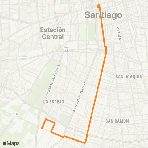 Red Santiago - lo Espejo map