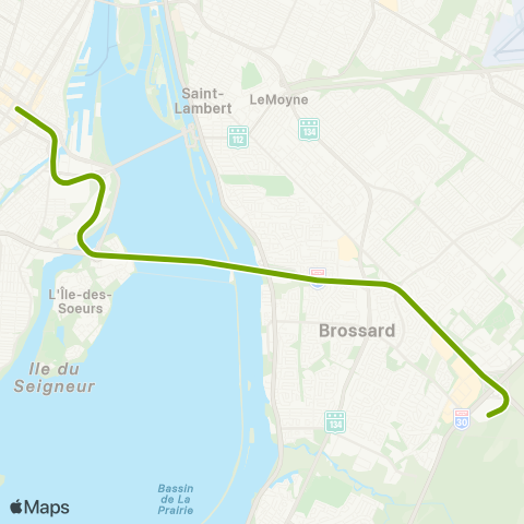 Réseau express métropolitain Gare Centrale - Brossard map