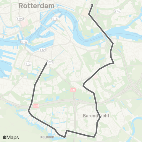 RET Zuidplein - Barendrecht - Kralingse Zoom map