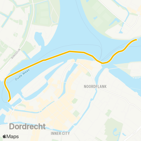 Waterbus Dordrecht Hooikade - Papendrecht map